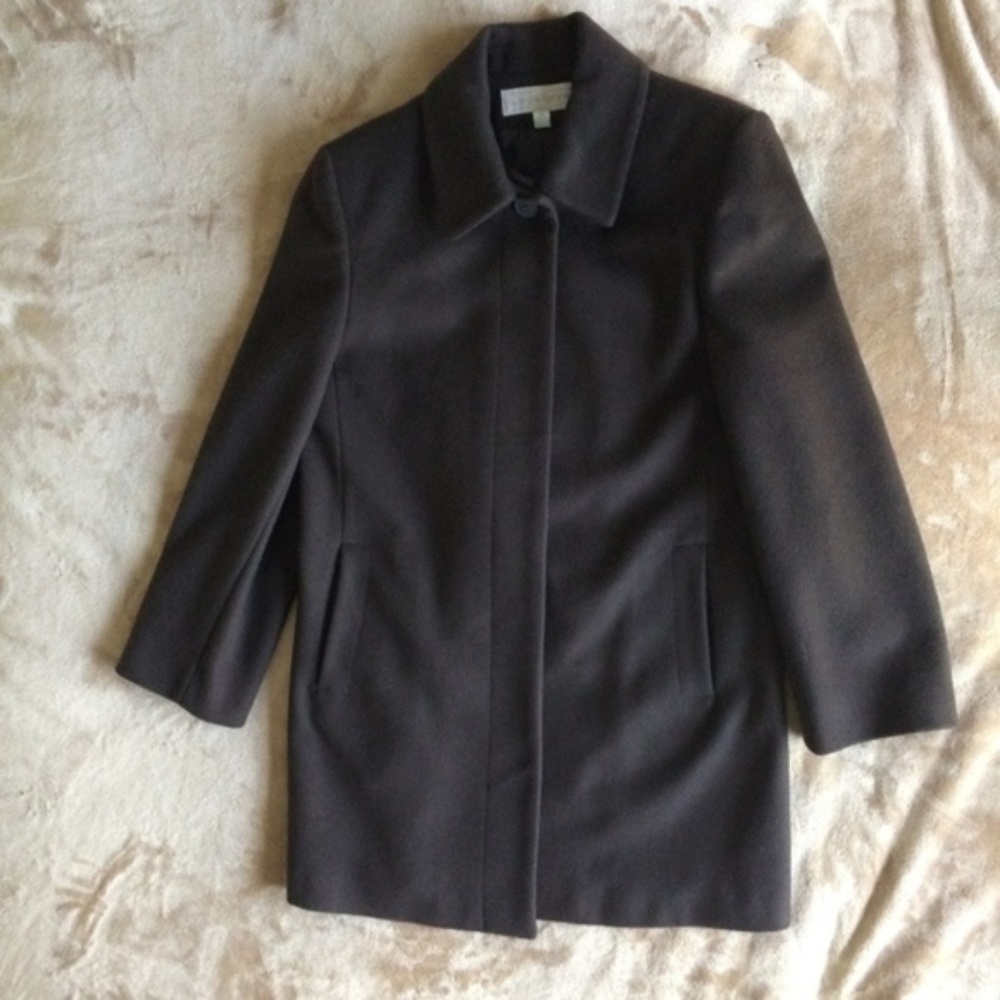 Vintage Lambswool Short Covered-Button Brown Coat